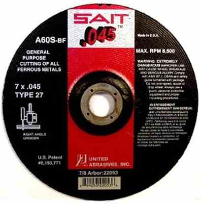 Sait 4-1/2 X.045 X7/8 Cutting
Wheel 22021 Type 27 Raised Arbor - Henson Metal