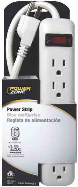 Main 1 - 6-Outlet Strip Surge Protector  -